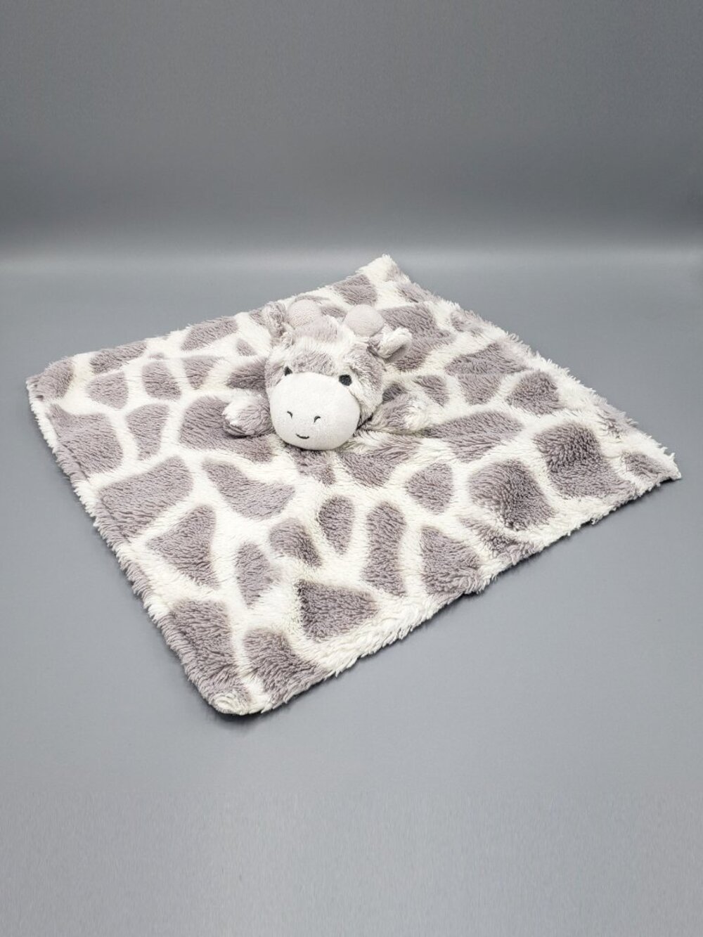 Elegant Baby Lovey Grey Plush Giraffe Baby Security Blanket 14" Square Clean